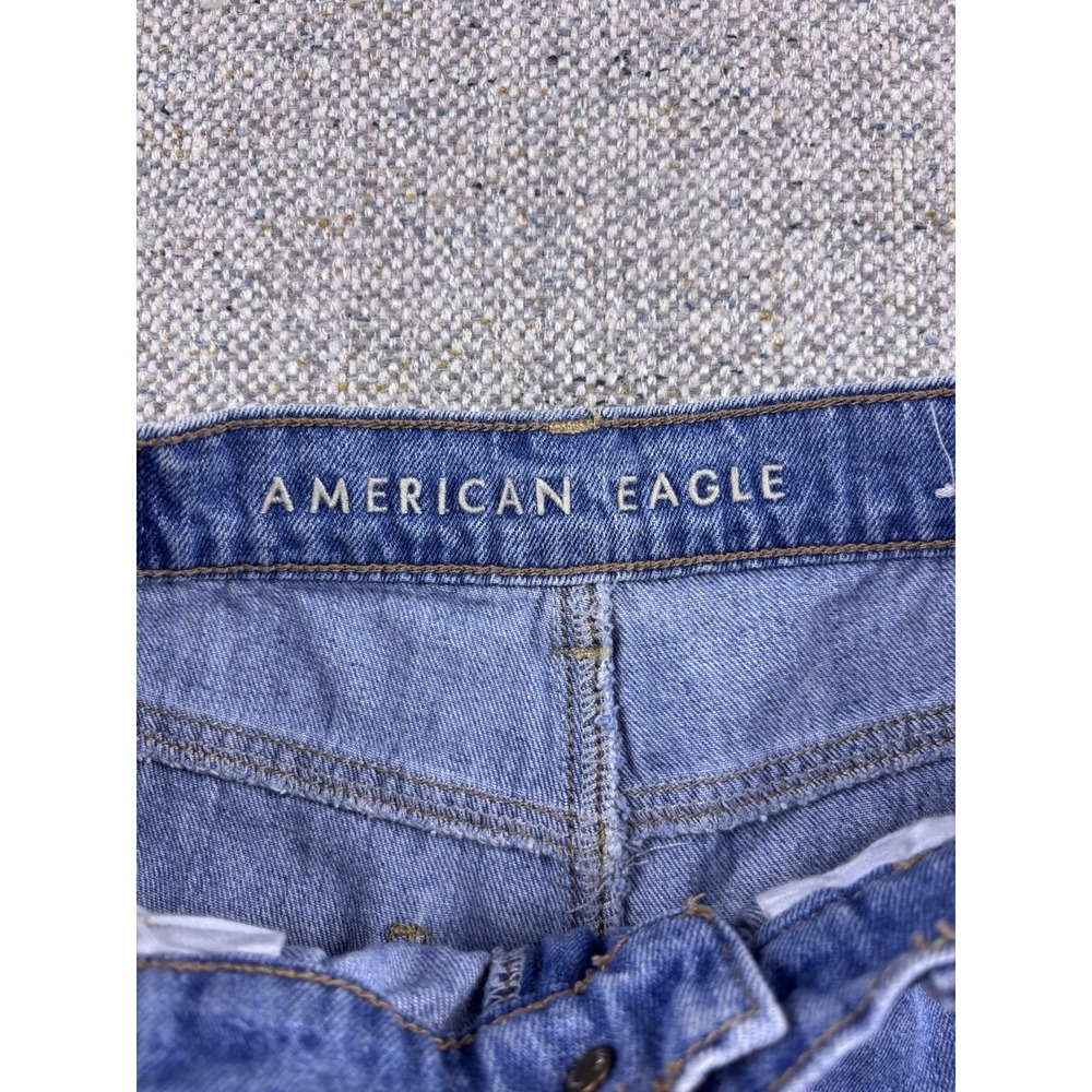 American Eagle Pleated Denim Mom Shorts High Rise Rolled Cuff Blue Jean Sz 0 - Picture 2 of 5